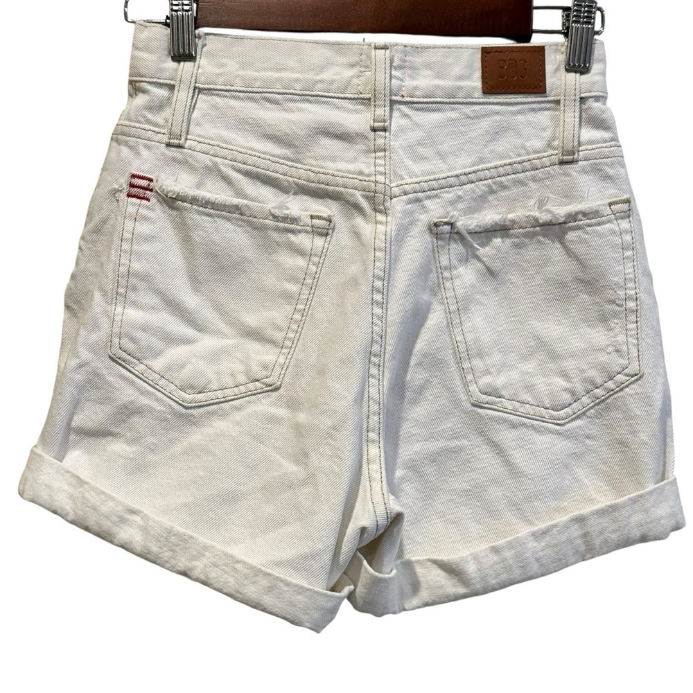 BDG Urban Outfitters Denim Shorts Mom High Rise Beige Distressed Women’s Size 24 - Picture 5 of 9